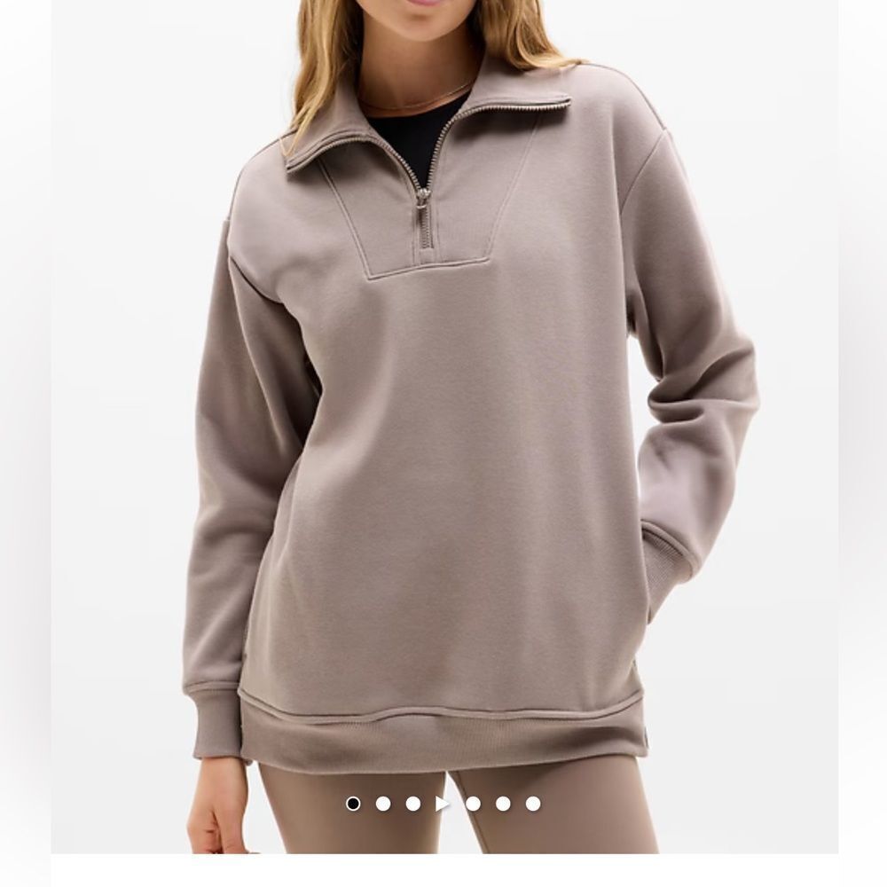Athleta Cozy Karma 1/2 zip Mortar Mushroom Sz XL
